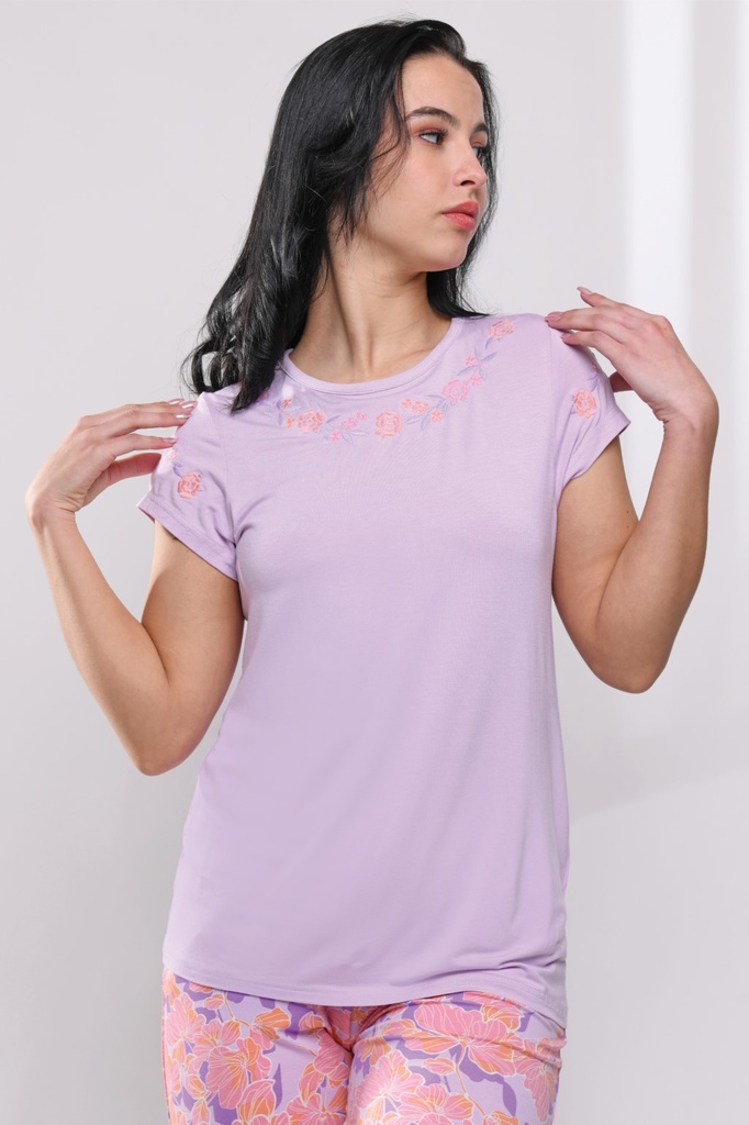 S23 J&amp;A Purple Floral 8002 pyjama
