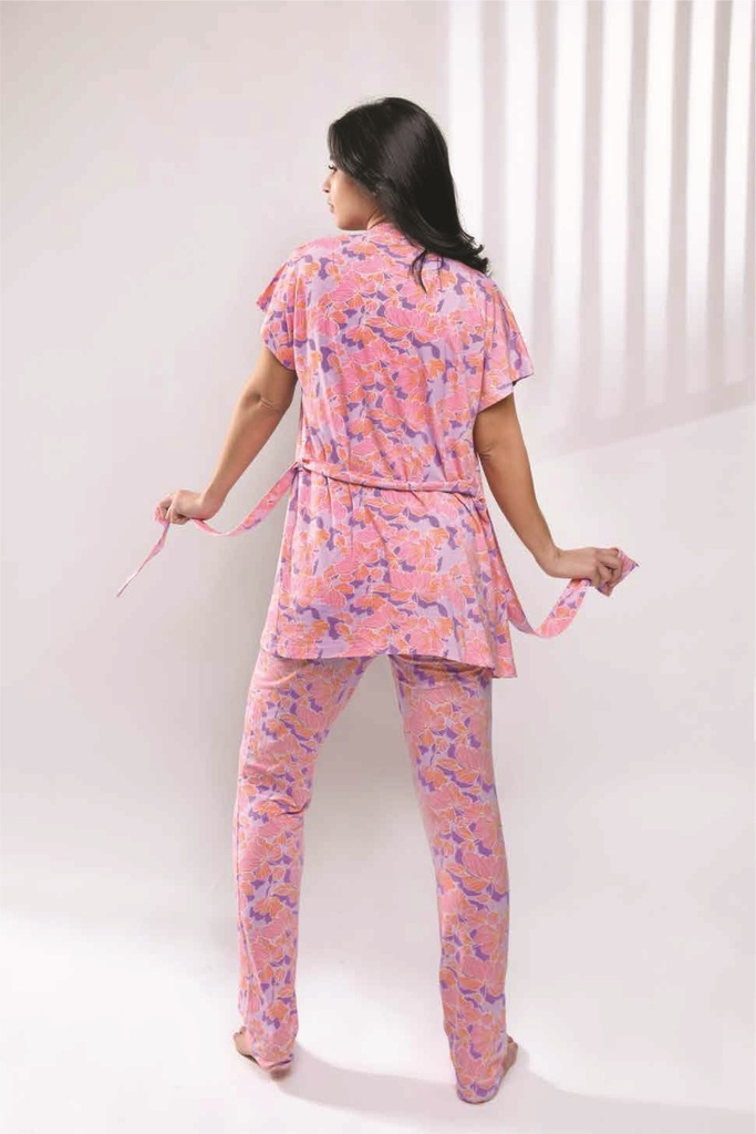 S23 J&amp;A Purple Floral 8004 pyjama &amp; Robe