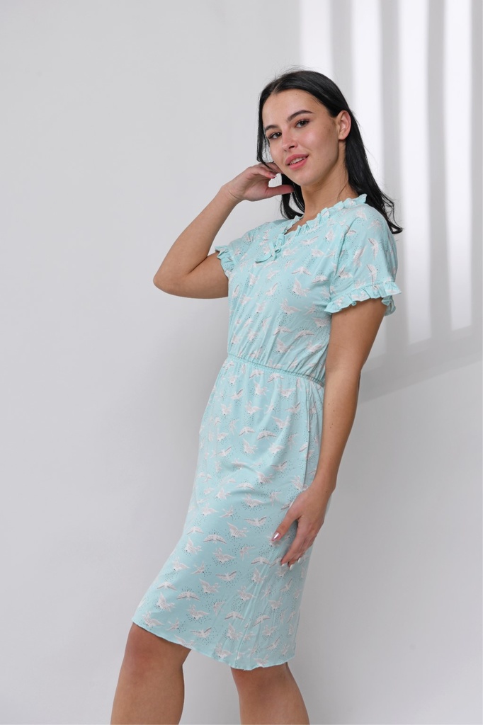 S23 J&amp;A Blue Cyal Birds 8212 Night Dress
