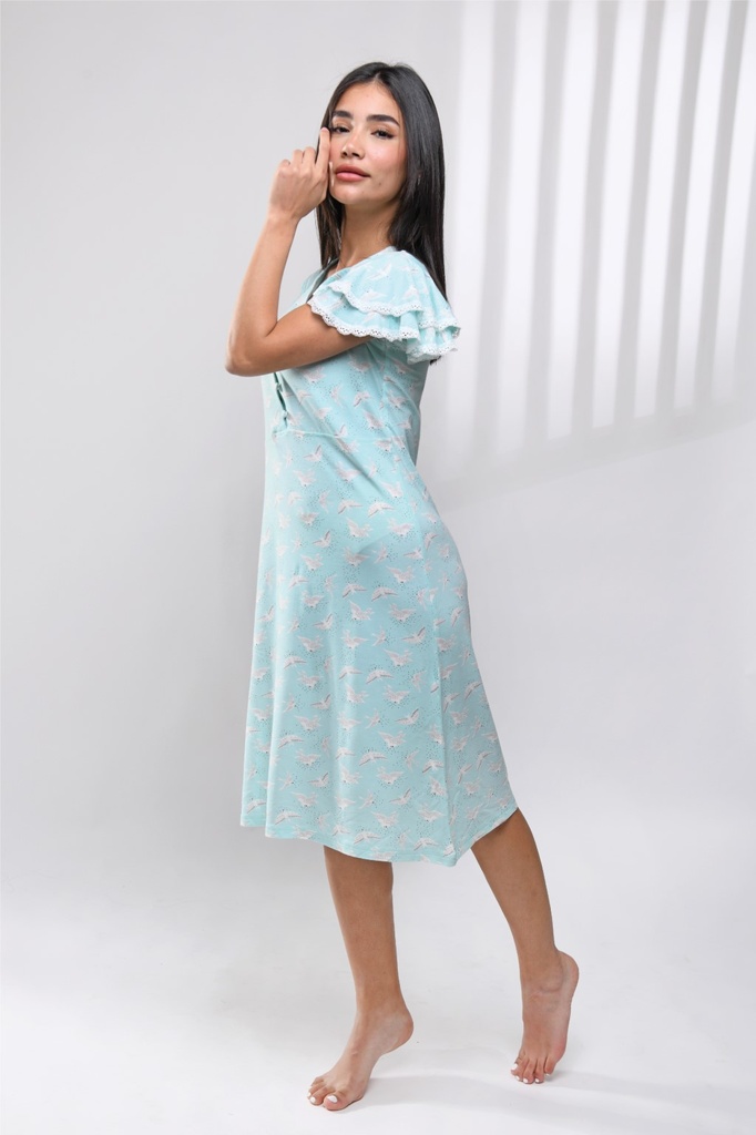 S23 J&amp;A Blue Cyal Birds 8218 Night Dress