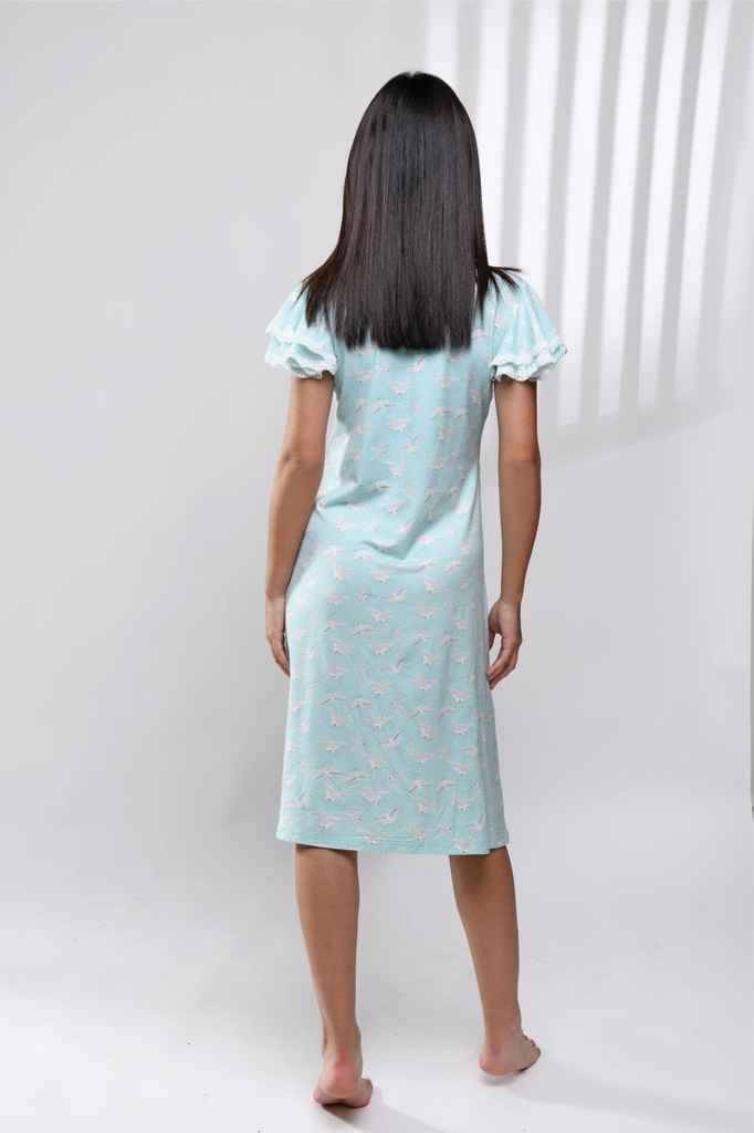 S23 J&amp;A Blue Cyal Birds 8218 Night Dress